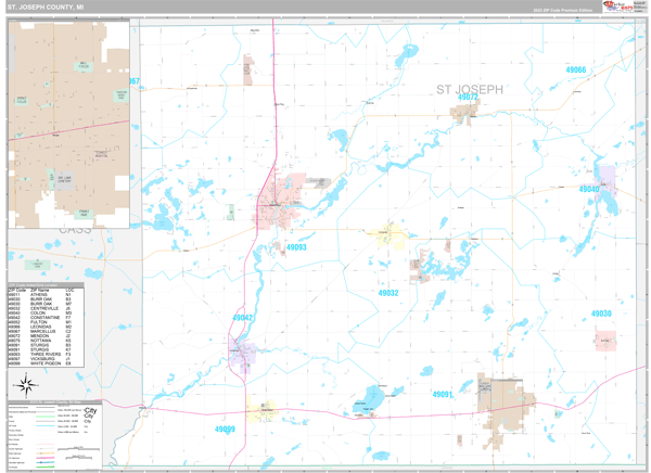 St. Joseph County, MI Wall Map